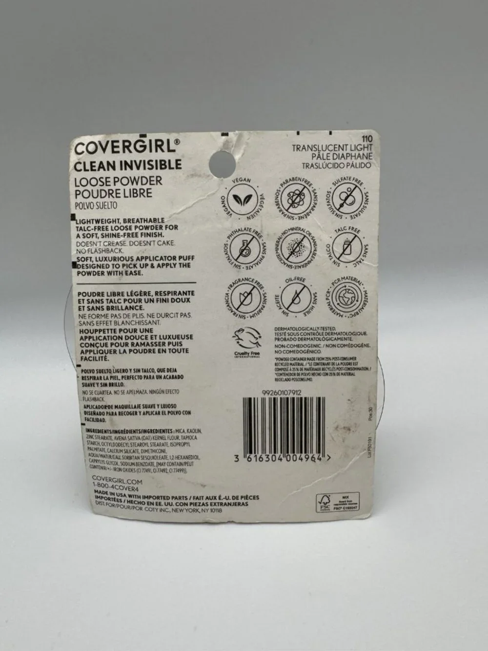 CoverGirl Clean Invisible Loose Powder Translucent Light 110 0.63oz Sealed New